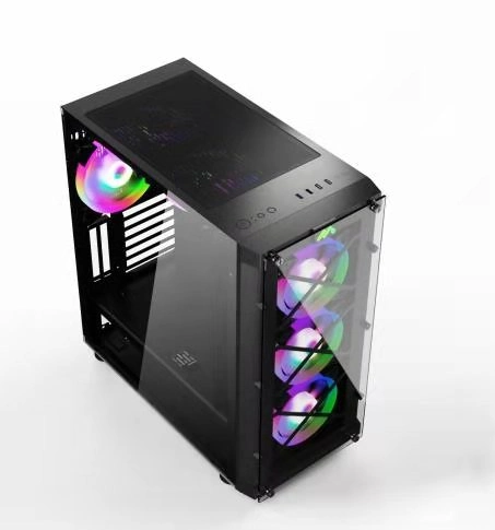 Popular panel frontal de vidrio templado PC Case ATX ordenador