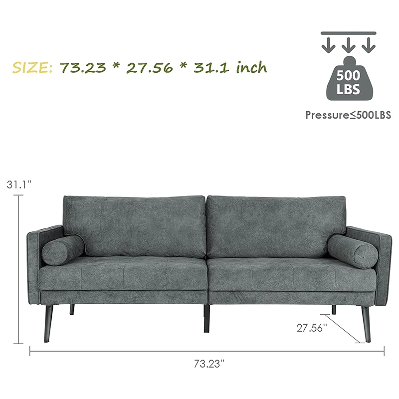 Sofa Couch, MID Century Modern 3-Seats Sofa with Comfy Tufted Back Cushions for Compact Living Room Home Furniture