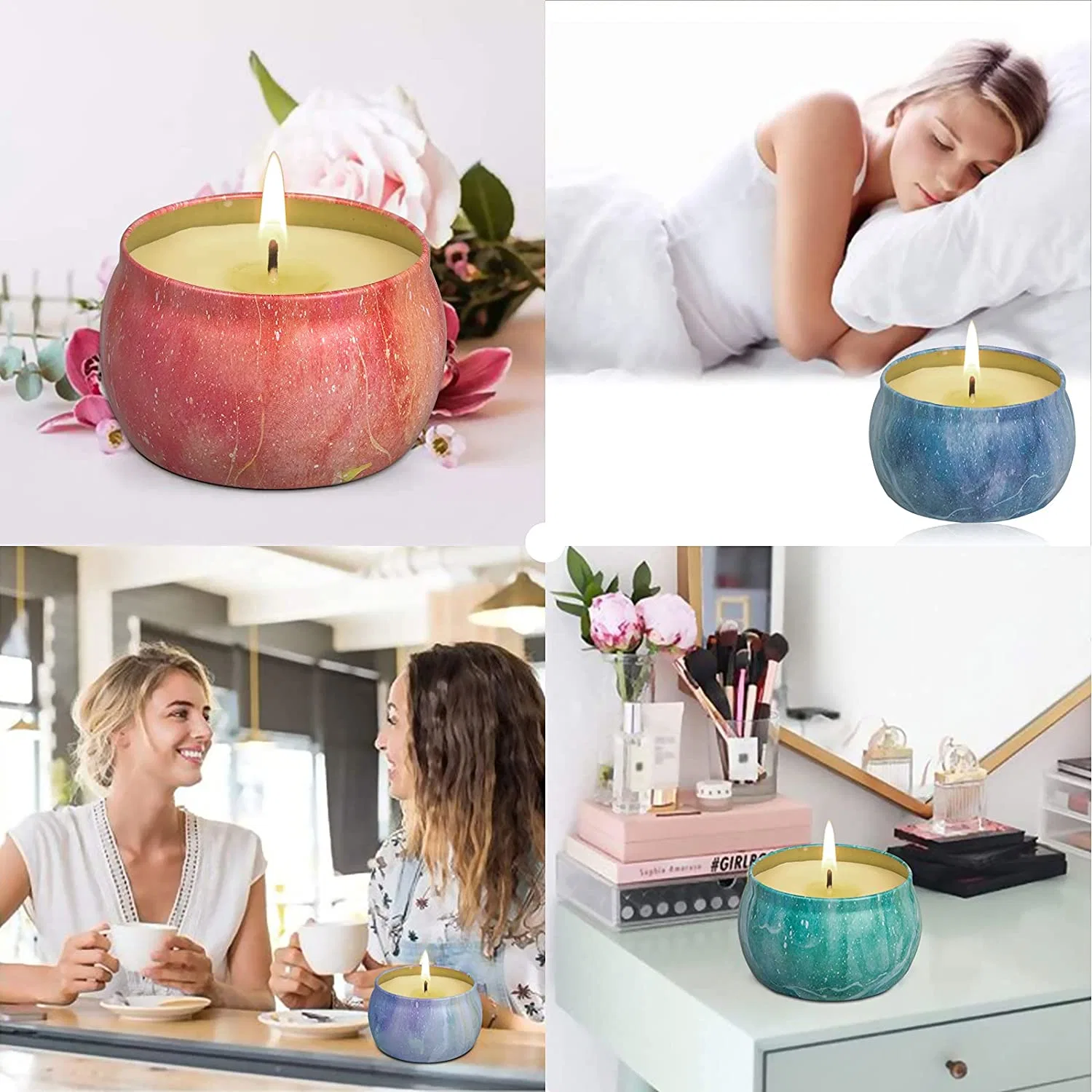 Velas perfumadas Regalo para mujeres Aromoterapia vela con fuerte fragancia Aceites esenciales para el alivio del estrés o cumpleaños de Navidad