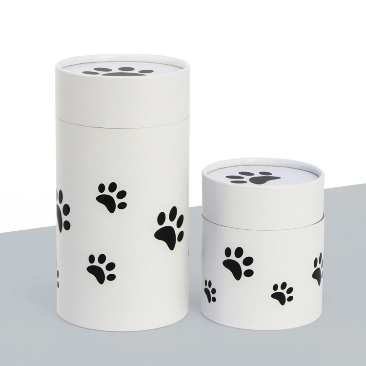 Firstsail Biodegradable Cat Paw Printed Funeral Supplies Scatter Paper Tube Pet White Cremation Urn