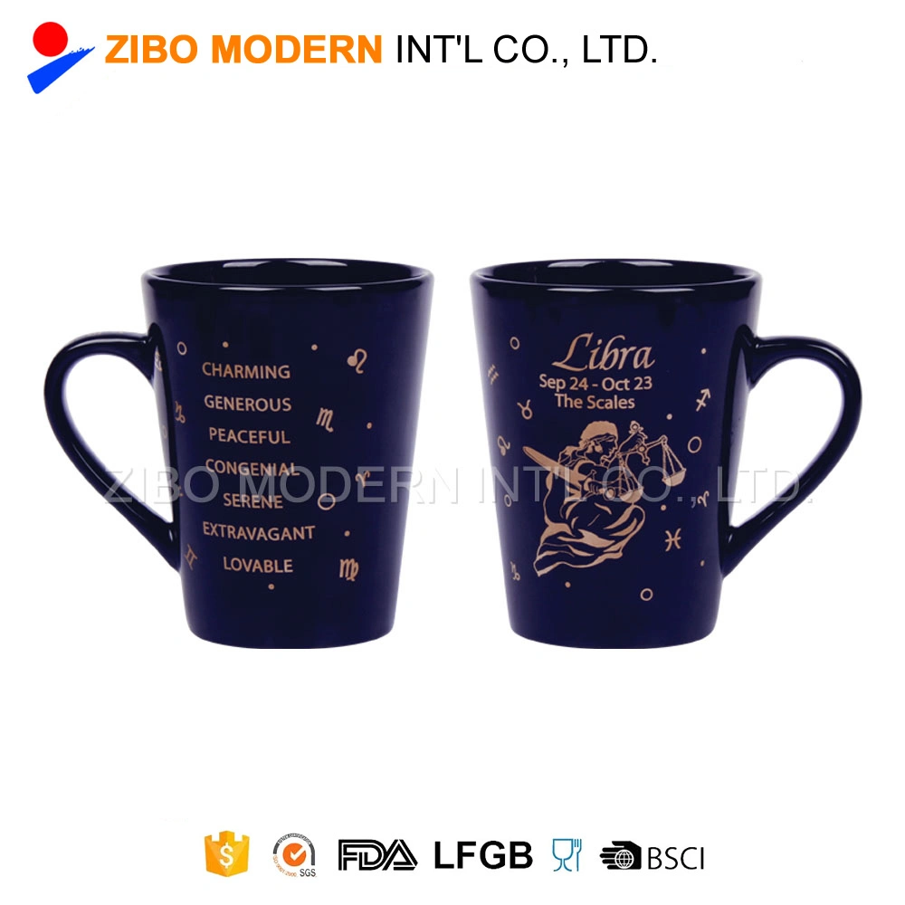 Wholesale V Shape Custom Promotional Ceramic Coffee Mug Cup with Print Design