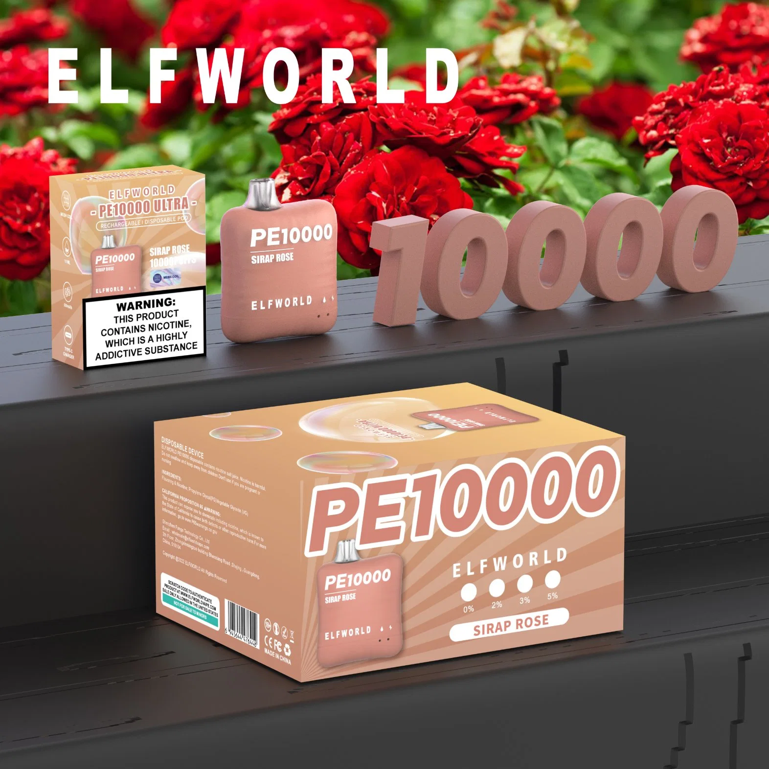 Original 14 Flavors Available Elf World PE 10000 Puffs Type-C Rechargeable 10K Puffs Wholesale/Supplier Disposable/Chargeable Vape E Cig