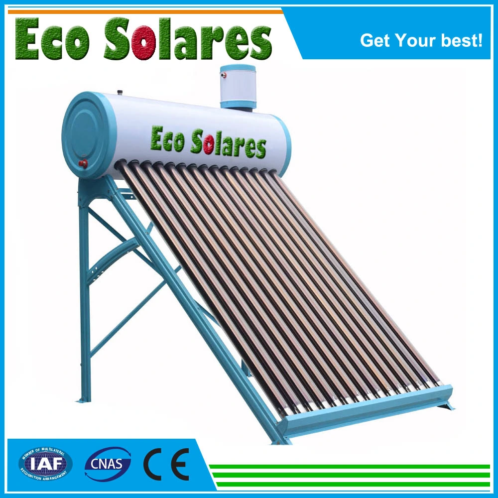 Compact Solar Water Heater with Flat Plate Solar Thermal Collector and Pressurized Water Tank and Controller