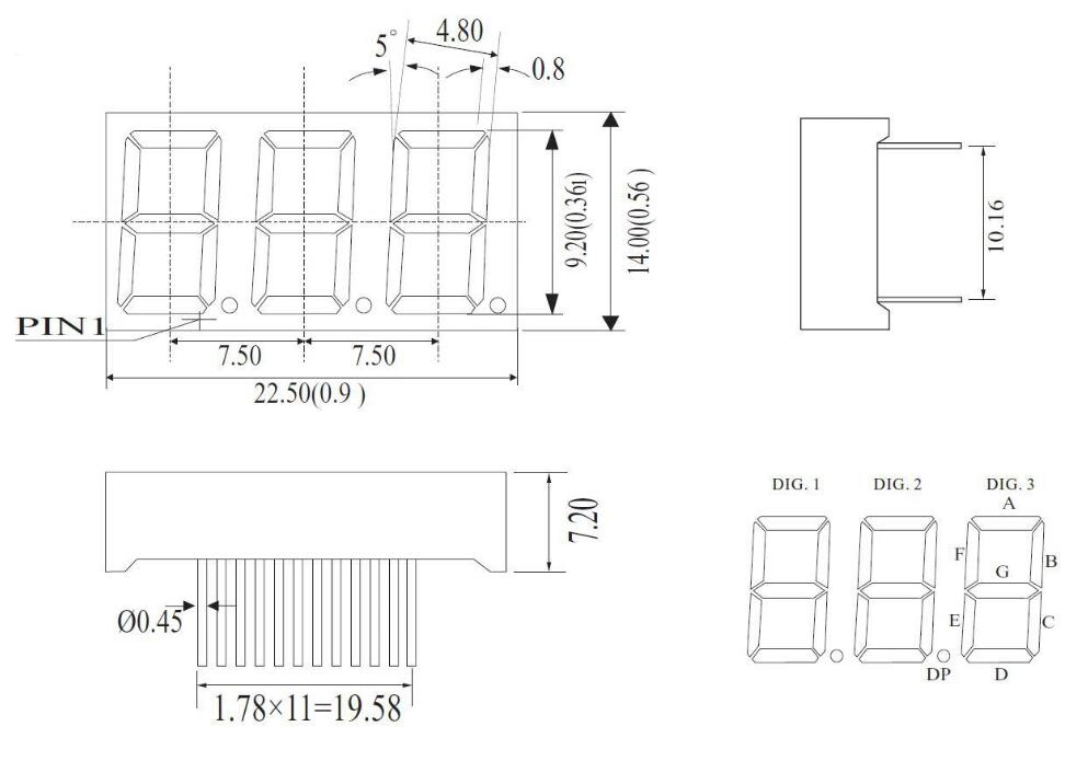 Trois chiffres de 0,36 pouces avec affichage à LED 7 segments RoHS de fabricant d'experts