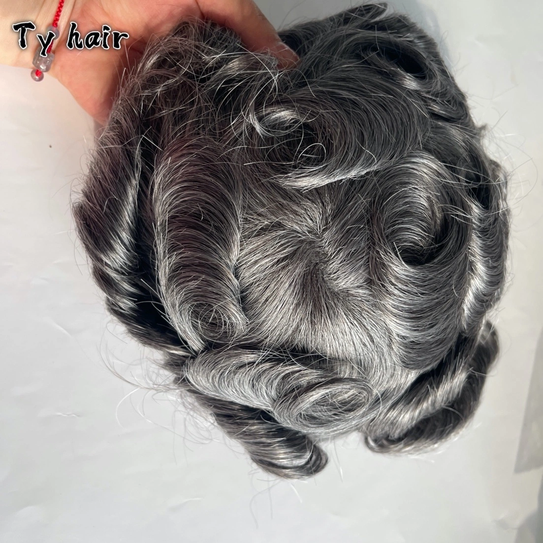 a Wig Suitable for The Elderly Grey Hair Unit Replacement Toupees Human Hair Mixed Synthetic