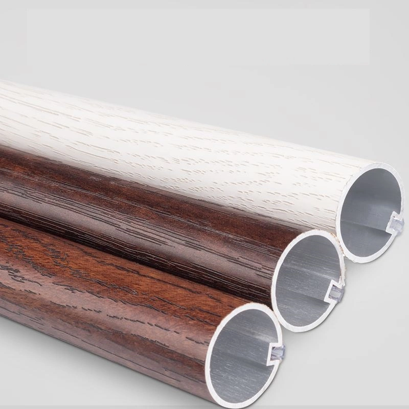 6063 Wooden Grain Curtain Rod Thickened Aluminum Alloy Curtain Track Roman Rod