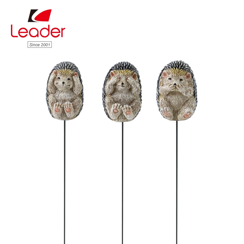 Mini Polyresin Hedgehog Stakes for Home and Garden Decoration, Mini Garden Stake