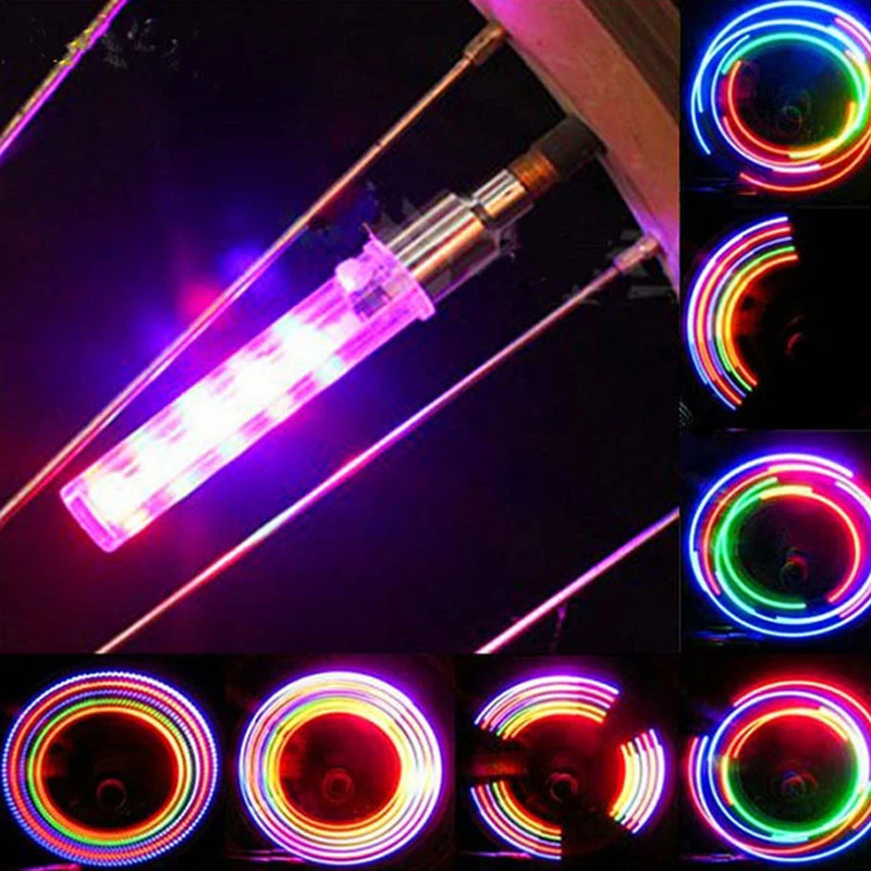 Colored LED Bicycle Car Valve Cap Tire Lamp Lights Safety Warnings