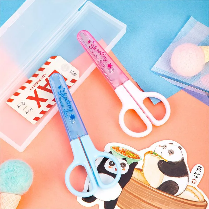 Student Children&prime; S Trumpet Round Head Cute Cartoon Handmade Scissors