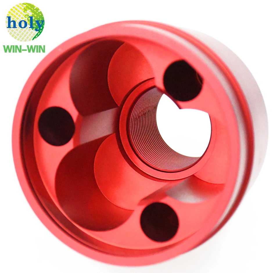 Professionally OEM Red Anodized Aluminum Turning Lathe Machining