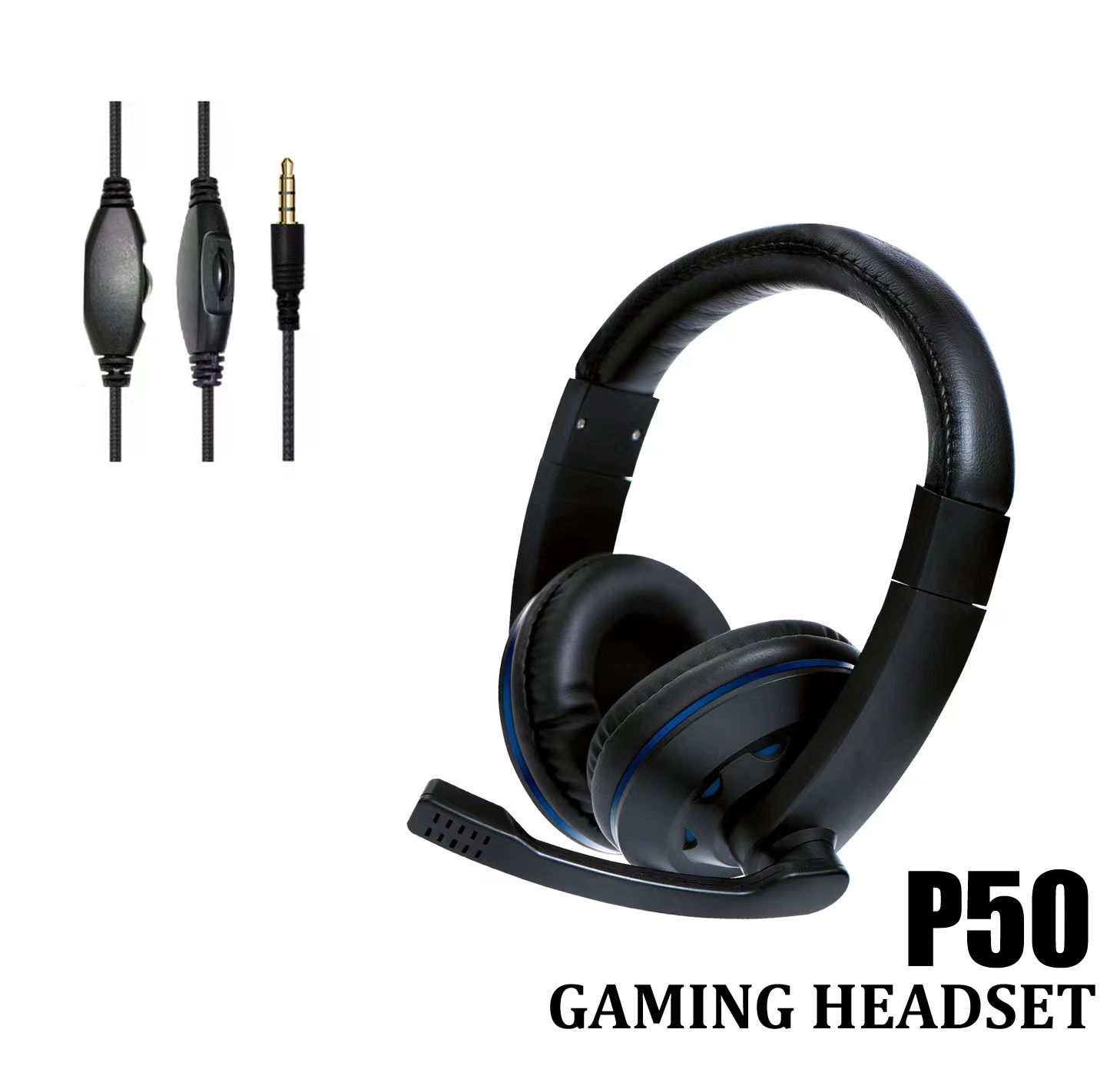 P50 Headset with Voice-Activated External Microphone Plug Wired Headphones