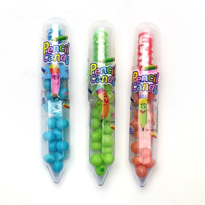 Fun Pencil Shape Pacifier Lollipop with Puffed Pearl Candy