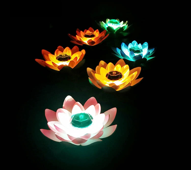 LED Pond Water Float Lamp Solar Colorful Lotus Light Garden Decorative Lights