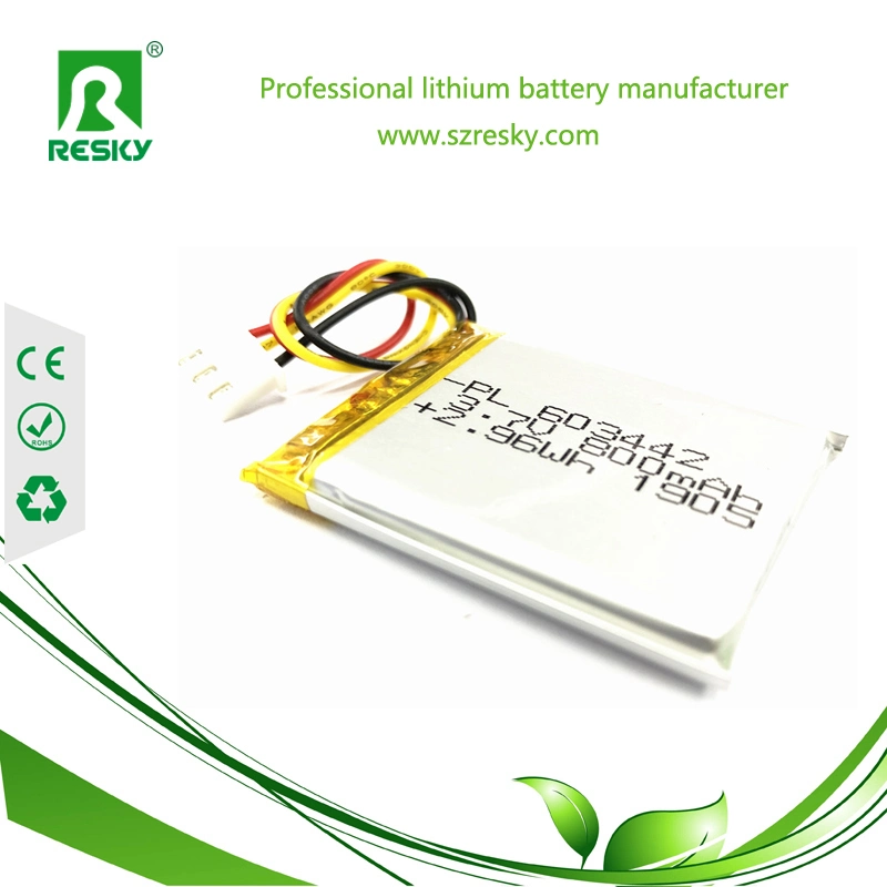 Bateria recarregável com estojo de polipropileno Li-Polymer 102040 3,7V 750mAh