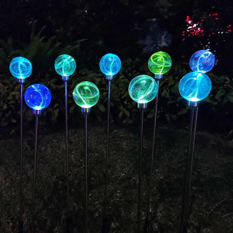 Mazon Outdoosolar Powered Lights Artificial Flower LED Solar Optic Fiber Lighting Ball Light Luminous Lighting Christmas Decoration Garden Lawn Lamp