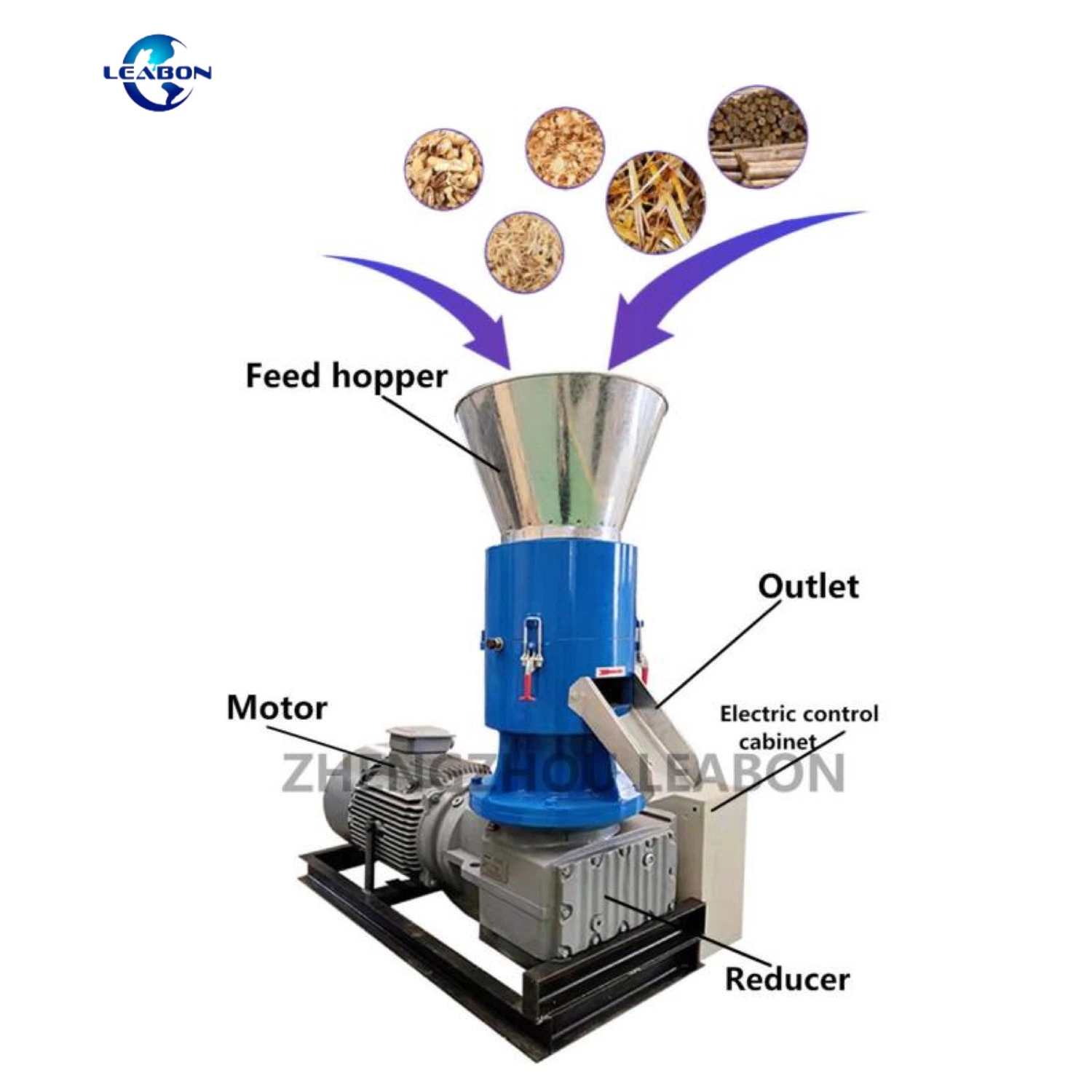 Hot Sell Saw Dust Peanut Shell Hulls Pelletizing Machine Into 10mm Pellet Granulator