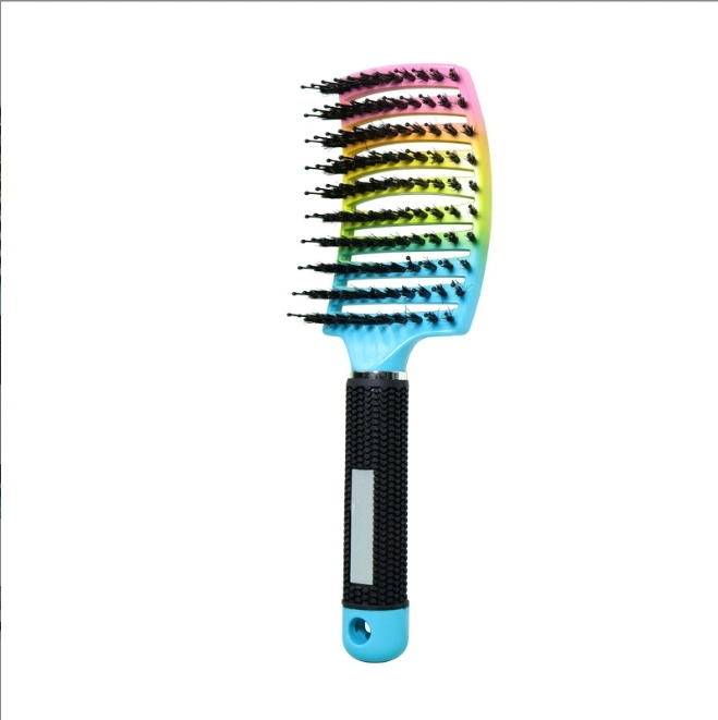 Customized Logo Hollowed-out Scalp Massage Comb ABS Detangling Vent Shower Hair Brush Wet Curly Detangle Hair Brush for Salon Barber Hairdressing Styling Tools