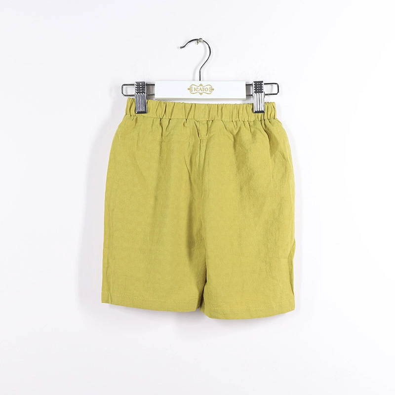 Mustard Color Boy's Summer Linen Cotton Beach Casual Shorts for Wholesale/Supplier