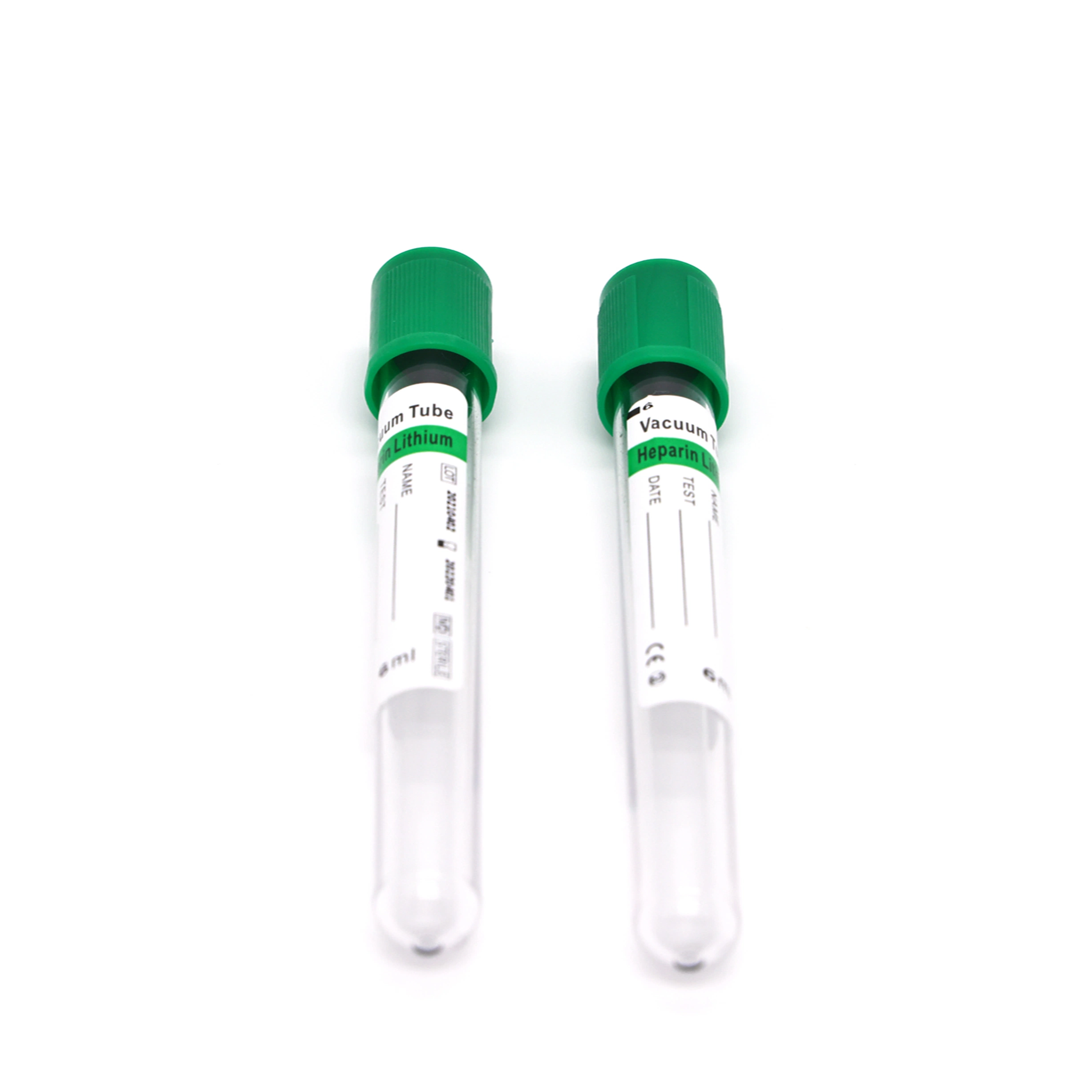 Green Head Lithium Blood Collection Tube Green Heparin Lithium Vacuum Tubo de extracción de sangre