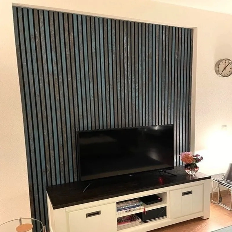 Modern Acoustic Anti Sound Absorption Proofing Wooden Design Wood Slat Polyester Fiber Wall Panel