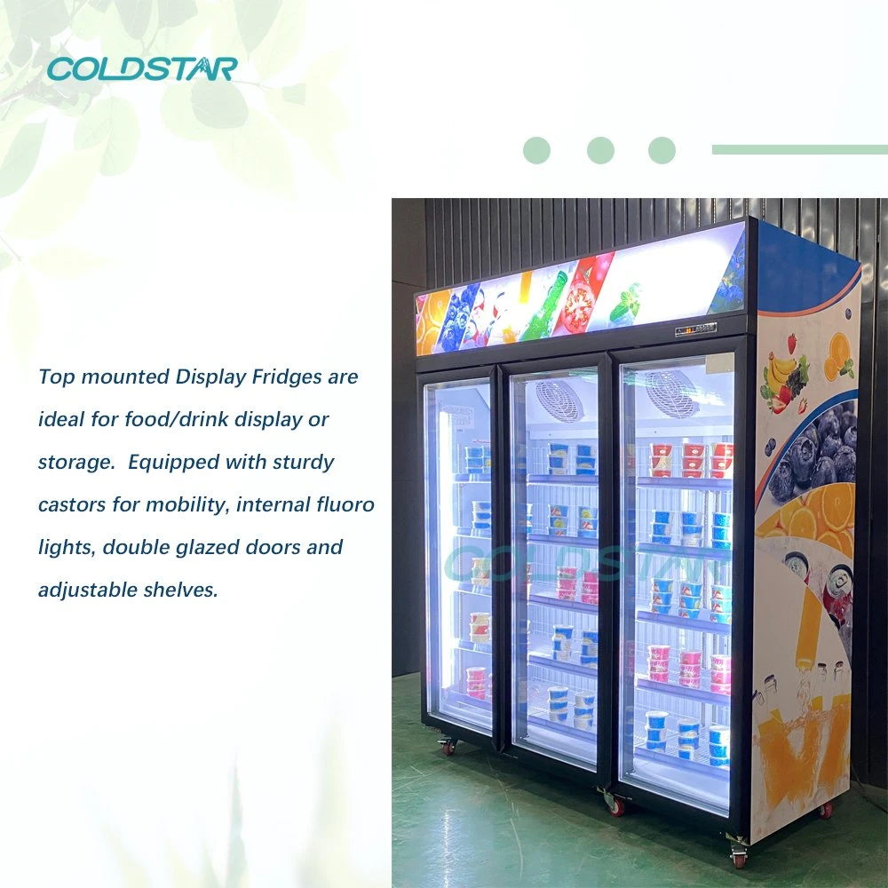 Ventilador de refrigeración de vidrio de la puerta de la botella de refrigerador de la pantalla refrigerador nevera