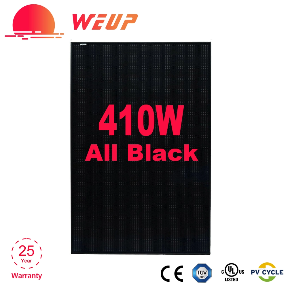 Une usine d'approvisionnement direct en panneaux solaires monocristallins de 410W de qualité supérieure tout en noir.