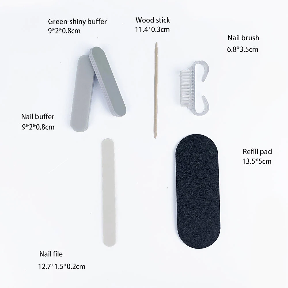 Großhandel Custom Free Match Holz Nail File Buffer und Nail Pinsel und Holzstab Maniküre Kit