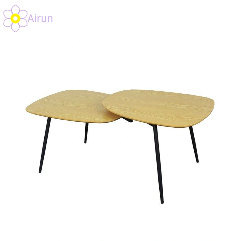 Best Sale Wooden Coffee Tables Sets Simple Side Table Metal Legs End Table Sets