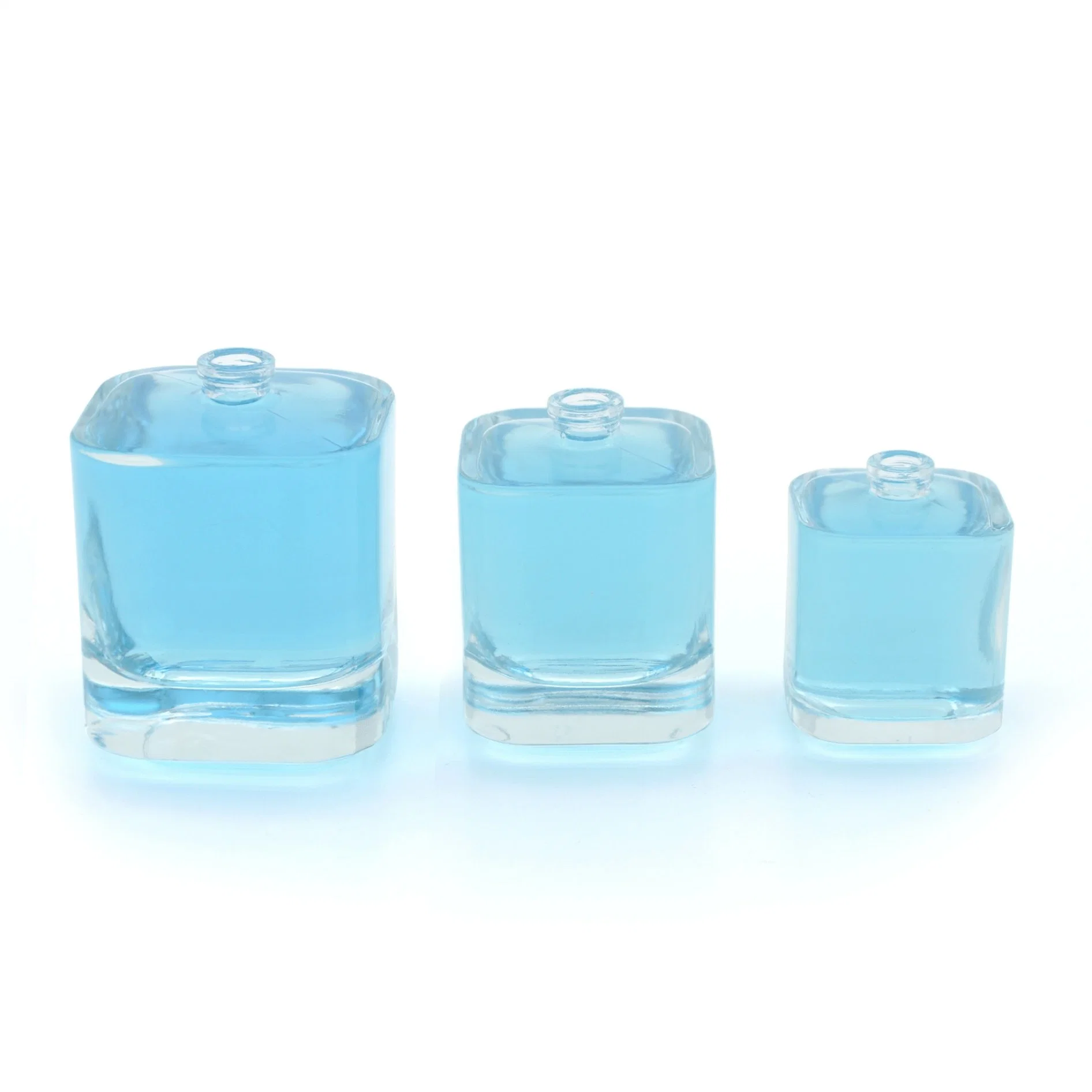 30ml 50ML 100ml cubo cuadrado Wholesale Passione frasco de cristal de perfume de las niñas de la bomba de tornillo de fragancia en Spray frasco con tapa azul