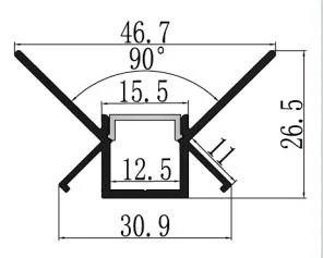 LED Aluminium Extrusionskanal 6063 Aluminiumlegierung für Ecke randlos Montage Der Beleuchtung