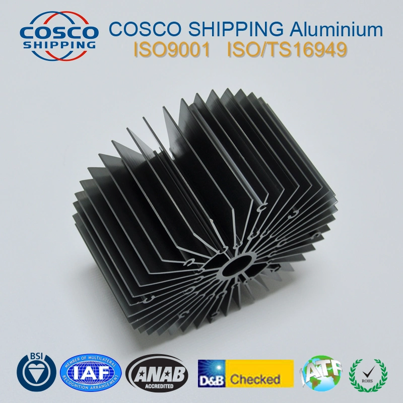 Tubo de calor de aluminio de Cosco anodizado Perfil de extrusión disipador de calor