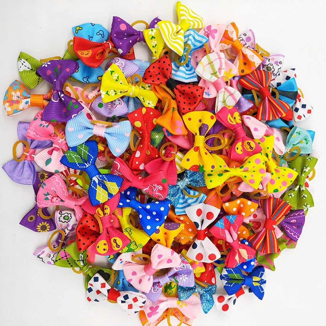 Hot Sale Lovely Multi Color and Design Elastic Pet Dog Hair Bow