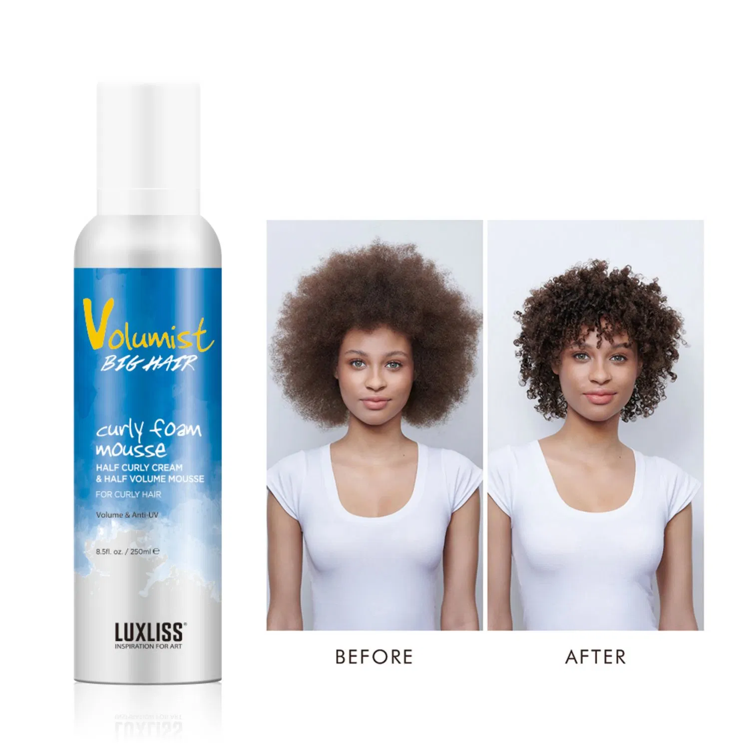 Luxliss 250ml Coconut Oil Foam Mousse for Curly Hair