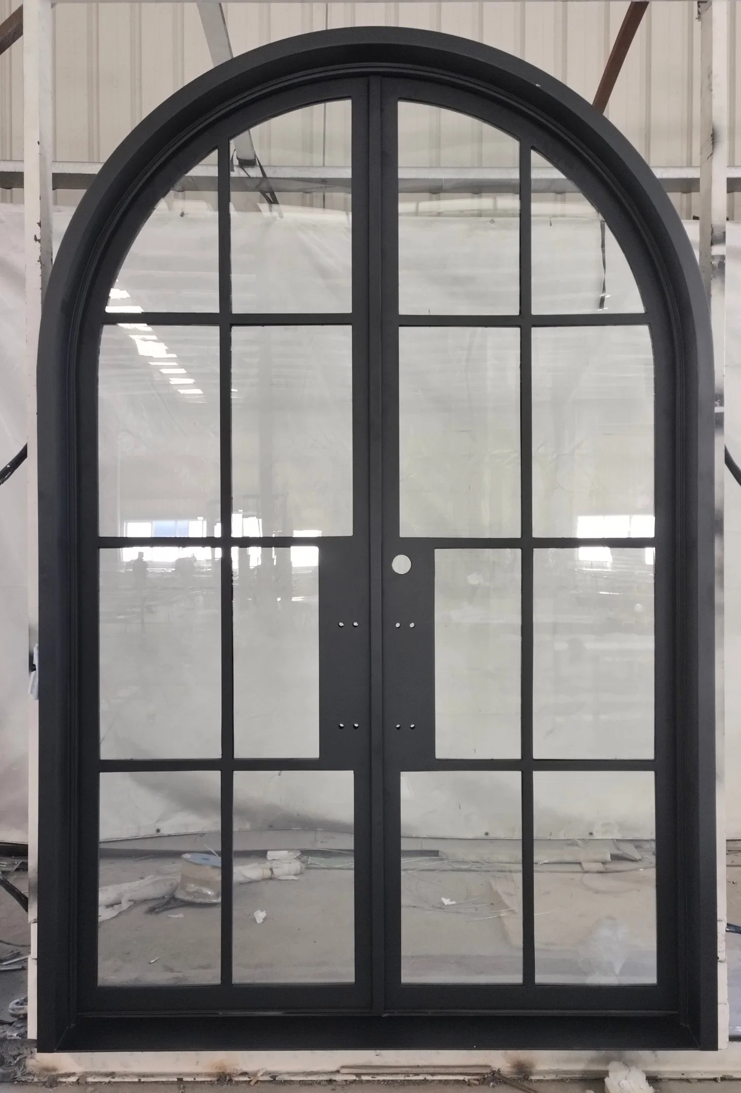 Arch Top French Metal Fixed Panel Wrought Iron Steel Doors Windows