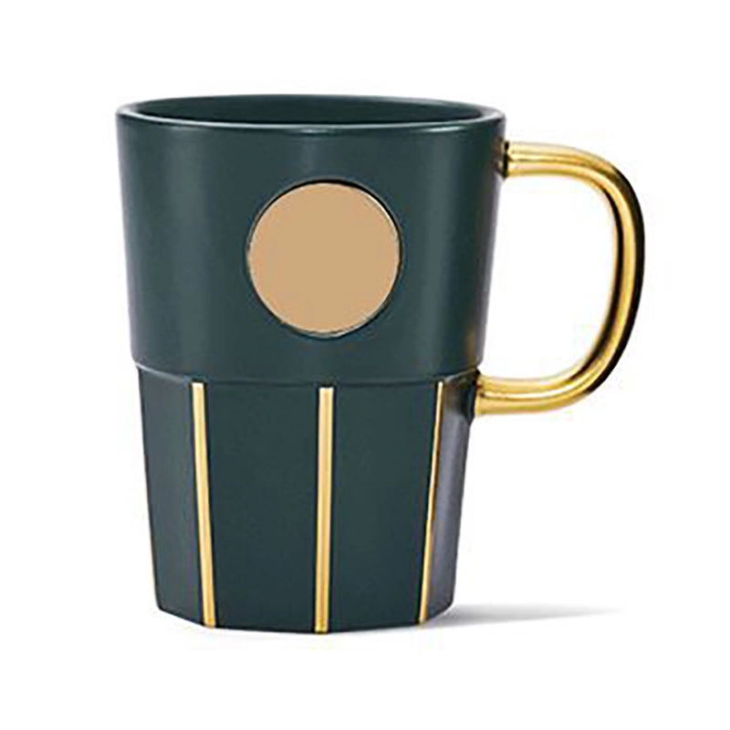 Copa Goddess de color verde oscuro placa de Nombre Phnom Penh superficie cortada Cerámica Taza taza de café bebida de regalo taza de agua de regalo Caja 14 Oz