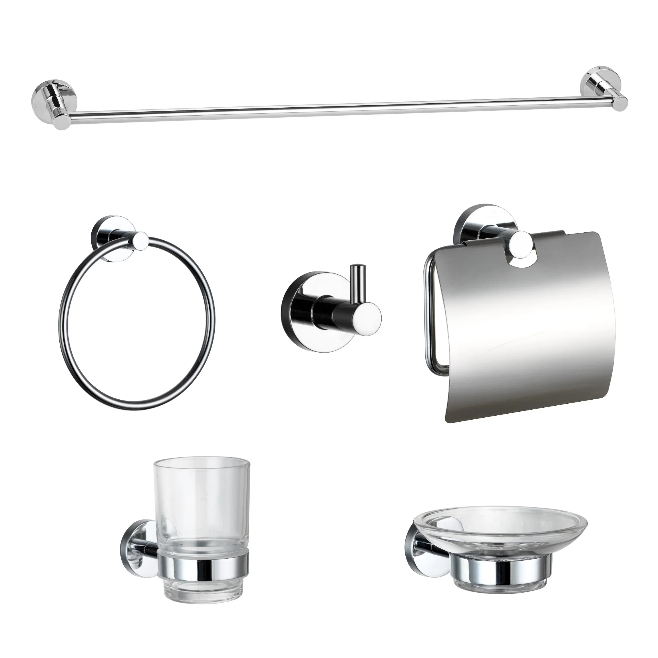 Fábrica Innada al por mayor montado en pared Polished 6 piezas hardware Sets Cuarto de baño Accesorios (NC50010)