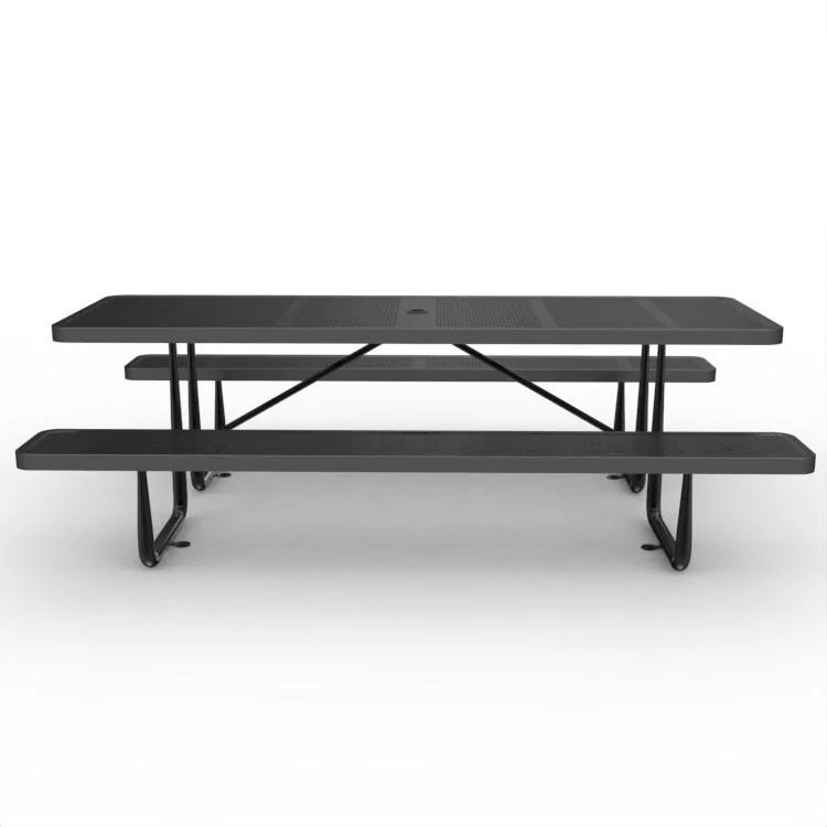 OEM 96" Outdoor Expanded Metal School/Restaurant Cafeteria Rectangular Hall Picnic Table, Black