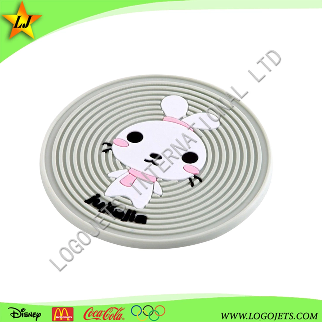 Custom Embossed 2D/3D PVC Logo Label Soft Rubber Coaster