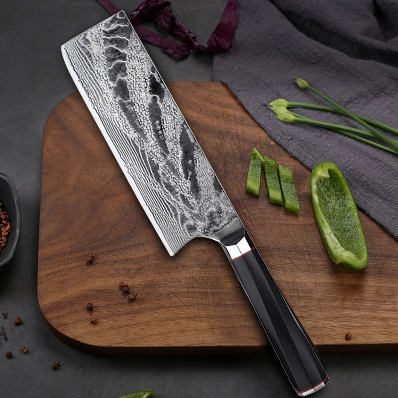 Dsk-B008 Universe Damascus Steel Blade G10 Handle Kitchen Cleaver Butcher Knife