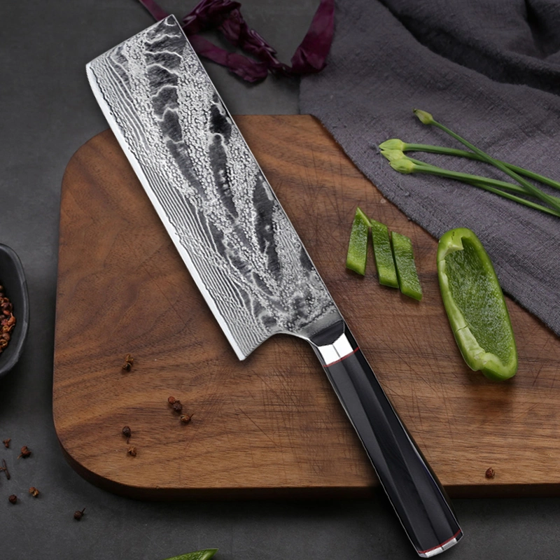 Dsk-B008 Universo Hoja de acero de Damasco G10 Manejar Cocina Cleaver cuchillo de carnicero