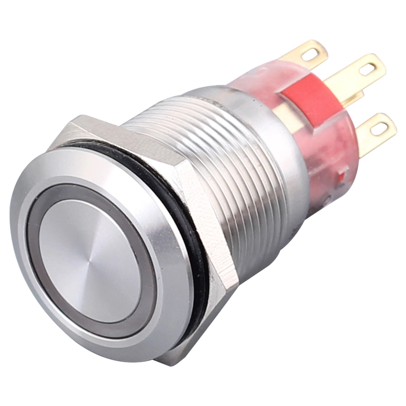 Двухцветный кольцевой светодиодный переключатель с подсветкой из нержавеющей стали 19 мм IP67 AC Нажмите кнопку