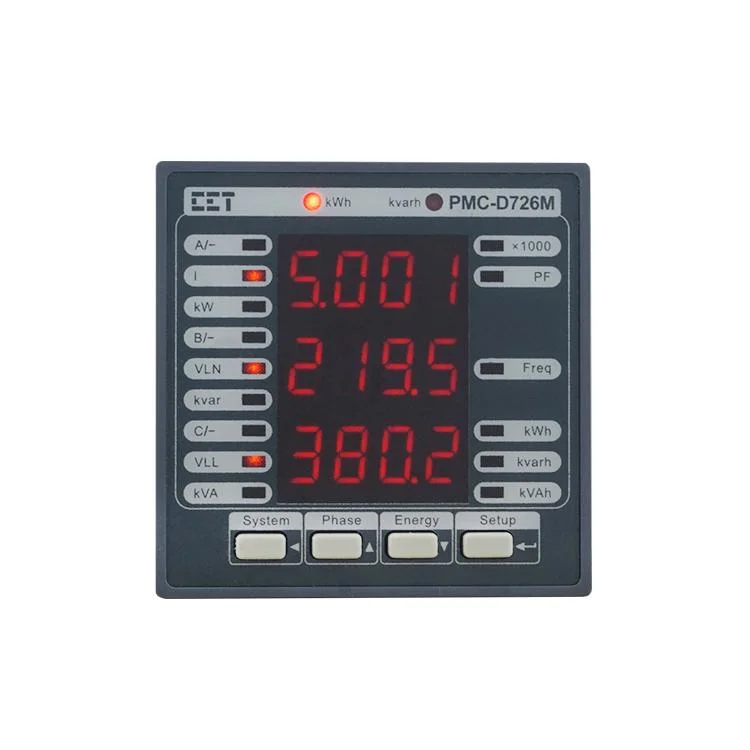 PMC-D726M72 de classe 1 DIN Low-Cost panneau multifonction compteur triphasé avec LED en option deux entrées/sorties numériques