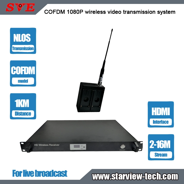 Sistema de transmissão de vídeo sem fios COFDM HD 1080P para transmissão em direto