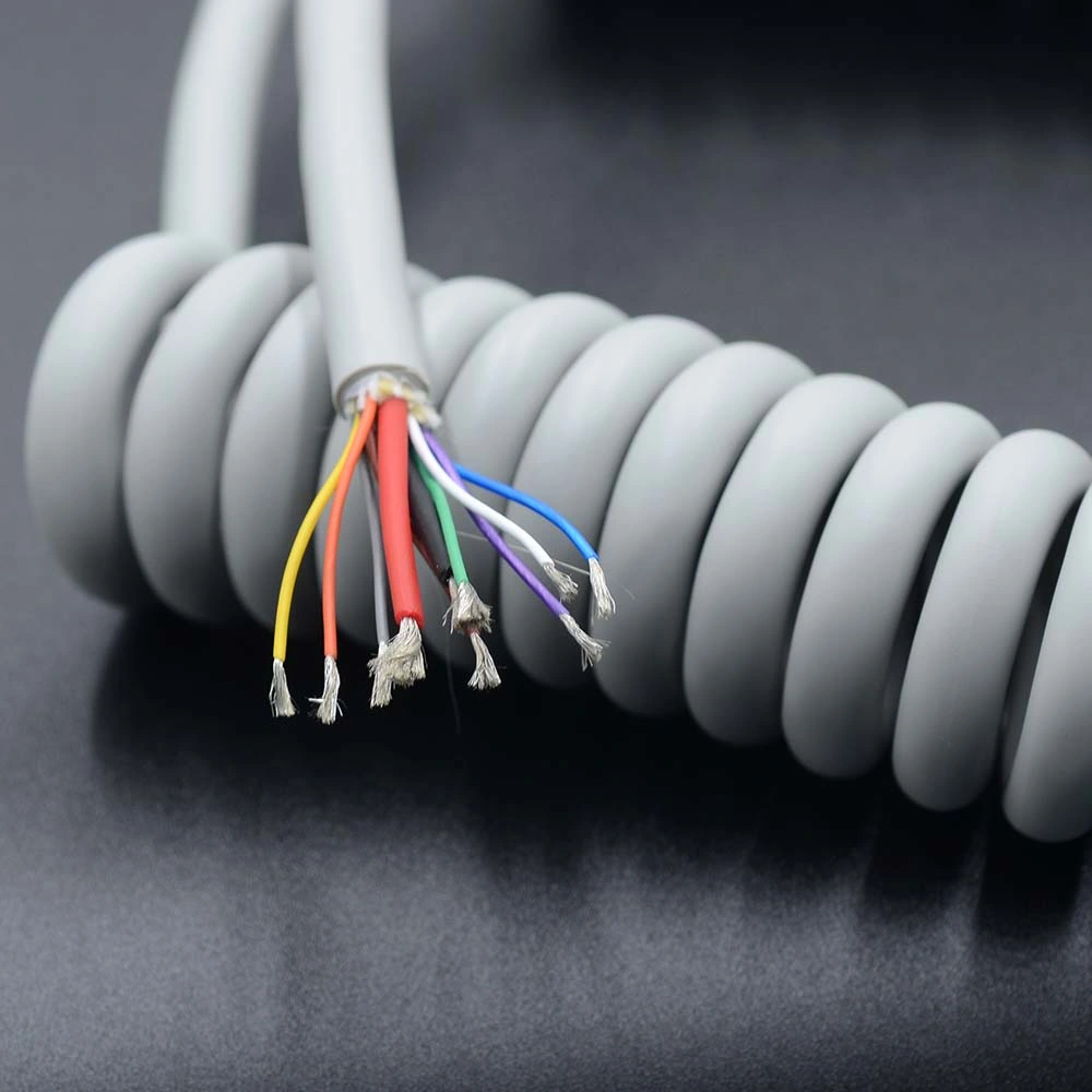 Custom 1+4 1+5 1+7 2+4 2+5 2+6 2+7 2+8 TPU Jacket Flexible Coil Cable Used for Defibrillatror Aed Cable Comply with Ec53