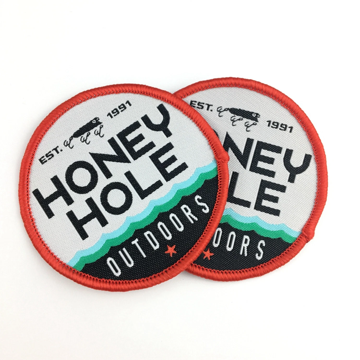 High Quality Adhesive Free Sample Brand Logo Custom Iron on Woven Patches Woven Badge for Clothing