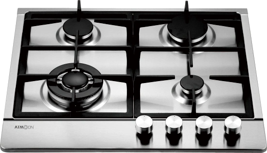 Stainless Steel 4 Burner Gas Stove Cast Iron Pan Support