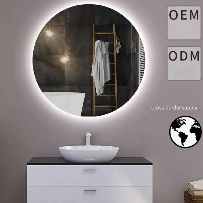 CE/IP44/Rosh with Time Temperature Anti-Fog Wall LED Bathroom Smart Round Mirror