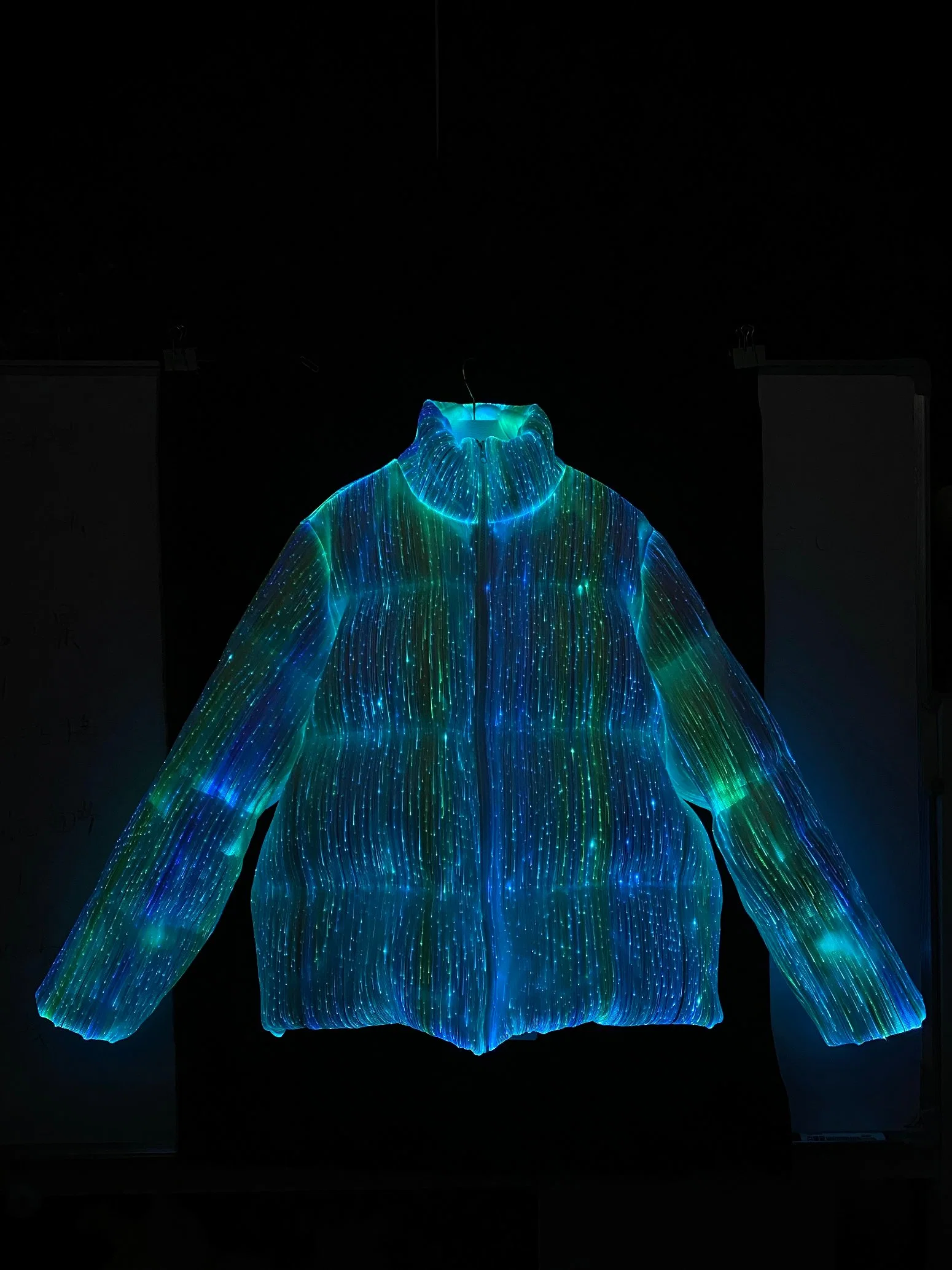 Light up Warm Luminous Fiber Optic Down Jacket Coats for Winter