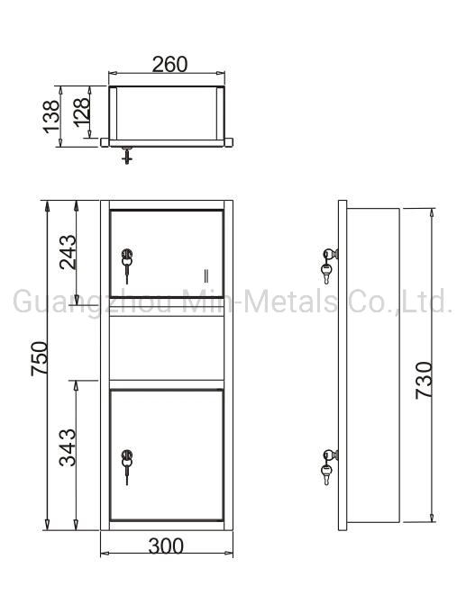 S. S. Recessed Paper Towel Dispenser with Garbage Can Mx-pH432