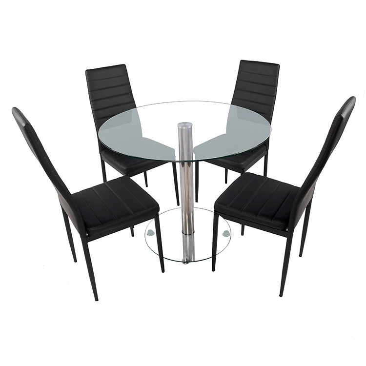 Hot Sale General Use European Style 4 Seat Industrial Glass Round Dining Conference Table